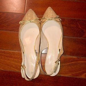 Franco Sarto Slingback Flats Cork Gold 10.5 NEW
